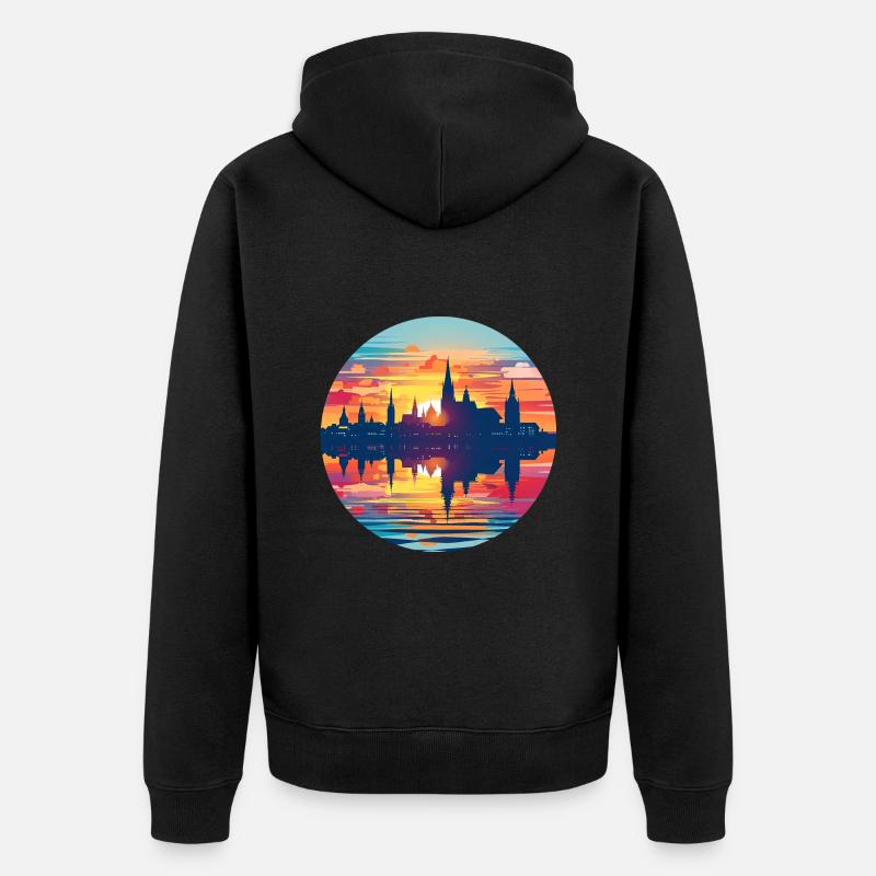 Mainz Skyline - Unisex Premium Bio Zip Hoodie - Schwarz