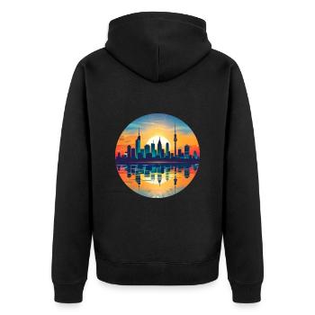 Leverkusen Skyline - Unisex Premium Bio Zip Hoodie - Schwarz - Hinten - Nico (187cm)