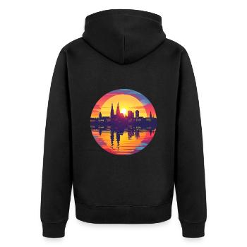 Ludwigsburg Skyline - Unisex Premium Bio Zip Hoodie - Schwarz - Hinten - Nico (187cm)