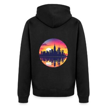 Marl Skyline - Unisex Premium Bio Zip Hoodie - Schwarz - Hinten - Nico (187cm)