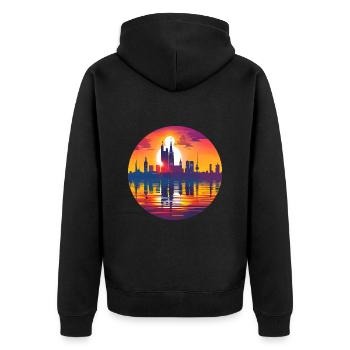 Osnabruck Skyline - Unisex Premium Bio Zip Hoodie - Schwarz - Hinten - Nico (187cm)