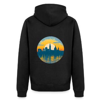 Potsdam Skyline - Unisex Premium Organic Zip Hoodie - black - Back - Nico (187cm)