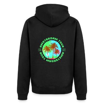 Amsterdam Tour Palmen Urlaub - Unisex Premium Bio Zip Hoodie - Schwarz - Hinten - Nico (187cm)