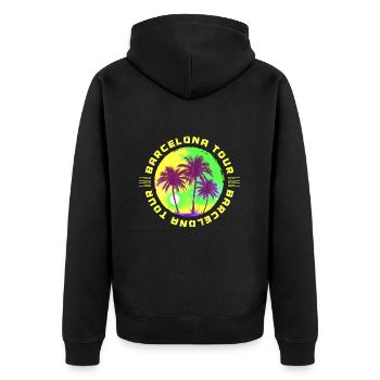 Barcelona Tour Palmen Urlaub - Unisex Premium Bio Zip Hoodie - Schwarz - Hinten - Nico (187cm)