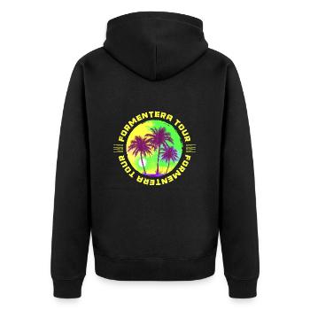 Formentera Tour Palmen Urlaub - Unisex Premium Bio Zip Hoodie - Schwarz - Hinten - Nico (187cm)