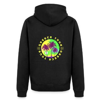 Greece Tour Palmen Urlaub - Unisex Premium Bio Zip Hoodie - Schwarz - Hinten - Nico (187cm)