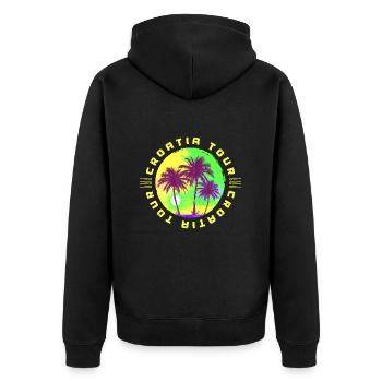 Croatia Tour Palmen Urlaub - Unisex Premium Bio Zip Hoodie - Schwarz - Hinten - Nico (187cm)