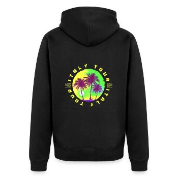 Vacances en Italie Palm Trees - Veste à capuche bio Premium Unisexe - noir - Dos - Nico (187cm)
