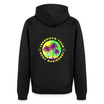 Teneriffa Tour Palmen Urlaub - Unisex Premium Bio Zip Hoodie - Schwarz - Hinten - Nico (187cm)