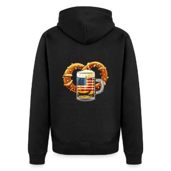 Beer American Origins German - Unisex Premium Organic Zip Hoodie - black - Back - Nico (187cm)