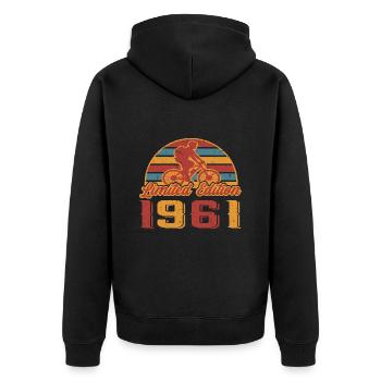 Fahrrad Bike Fahrradfahrer Geburtstag Baujahr 1961 - Unisex Premium Bio Zip Hoodie - Schwarz - Hinten - Nico (187cm)