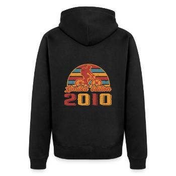 Fahrrad Bike Fahrradfahrer Geburtstag 2010 - Unisex Premium Bio Zip Hoodie - Schwarz - Hinten - Nico (187cm)