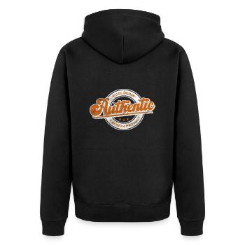 Authentic pure denim premium product retro orange - Unisex Premium Organic Zip Hoodie - black - Back - Nico (187cm)