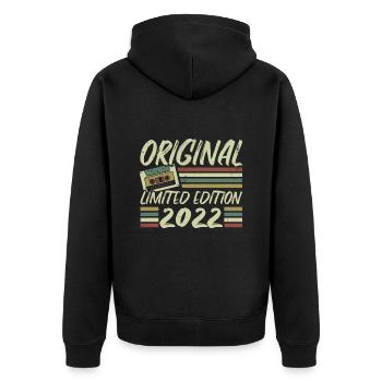 Jahrgang 2022 Retro Geburtstagsgeschenk 2022 - Unisex Premium Bio Zip Hoodie - Schwarz - Hinten - Nico (187cm)