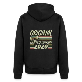Jahrgang 2020 Retro Geburtstagsgeschenk 2020 - Unisex Premium Bio Zip Hoodie - Schwarz - Hinten - Nico (187cm)
