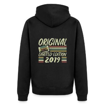 Vintage 2019 Retro Geburtstagsgeschenk 2019 - Unisex Premium Bio Zip Hoodie - Schwarz - Hinten - Nico (187cm)