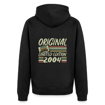 Jahrgang 2004 Retro Geburtstagsgeschenk 2004 - Unisex Premium Bio Zip Hoodie - Schwarz - Hinten - Nico (187cm)