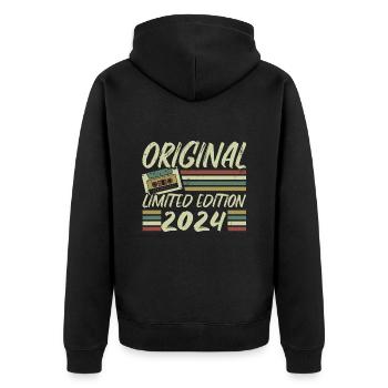 Vintage 2024 Retro Birthday Gift 2024 - Unisex Premium Organic Zip Hoodie - black - Back - Nico (187cm)