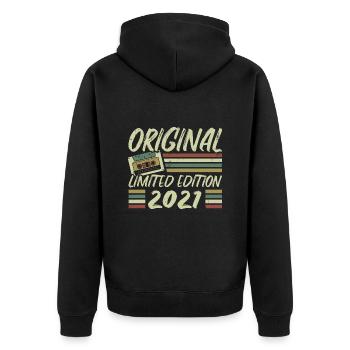 Vintage 2021 Retro Geburtstagsgeschenk 2021 - Unisex Premium Bio Zip Hoodie - Schwarz - Hinten - Nico (187cm)