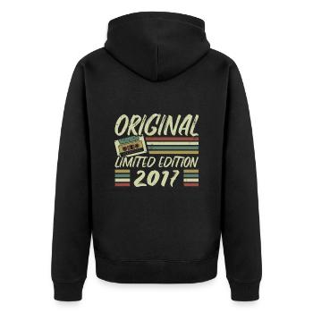 Vintage 2017 Retro Geburtstagsgeschenk 2017 - Unisex Premium Bio Zip Hoodie - Schwarz - Hinten - Nico (187cm)