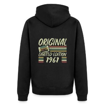 Jahrgang 1961 Retro 1961 Geburtstagsgeschenk - Unisex Premium Bio Zip Hoodie - Schwarz - Hinten - Nico (187cm)