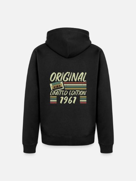 Vintage 1961 Rétro Cadeau D’anniversaire 1961 - Premium økologisk unisex-hættejakke - sort