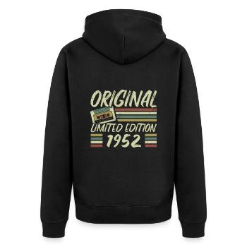 Jahrgang 1952 Retro 1952 Geburtstagsgeschenk - Unisex Premium Bio Zip Hoodie - Schwarz - Hinten - Nico (187cm)