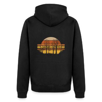Bäume Grafik Retro Natur Wald - Unisex Premium Bio Zip Hoodie - Schwarz - Hinten - Nico (187cm)