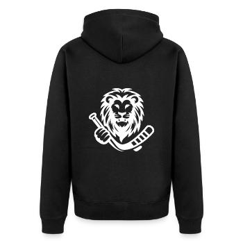 Löwe Wildkatze Eishockey Silhouette Minimalist - Unisex Premium Bio Zip Hoodie - Schwarz - Hinten - Nico (187cm)