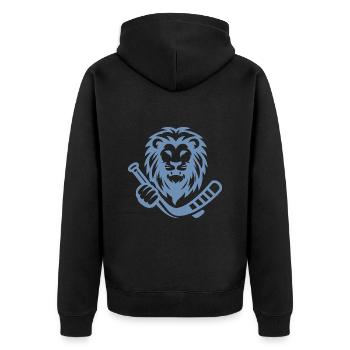Löwe Wildkatze Eishockey Silhouette Minimalist - Unisex Premium Bio Zip Hoodie - Schwarz - Hinten - Nico (187cm)