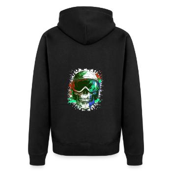 Ski Skull Ski Goggles - Unisex Premium Organic Zip Hoodie - black - Back - Nico (187cm)