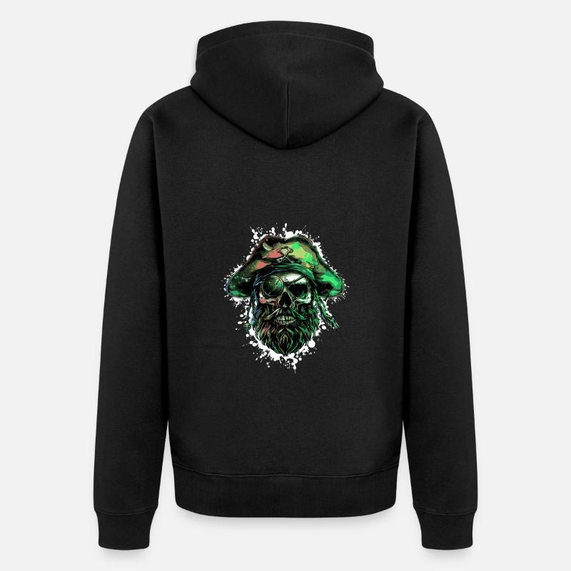 Capitaine Crâne de pirate - Veste à capuche bio Premium Unisexe - noir