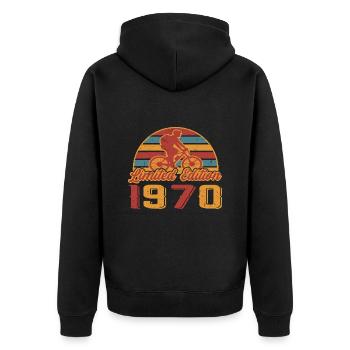 Fahrrad Radfahrer Bike Geburtstag Baujahr 1970 - Unisex Premium Bio Zip Hoodie - Schwarz - Hinten - Nico (187cm)