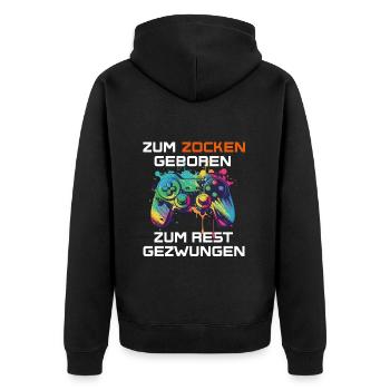 Né pour jouer, forcé de se reposer - gamers - Veste à capuche bio Premium Unisexe - noir - Dos - Nico (187cm)