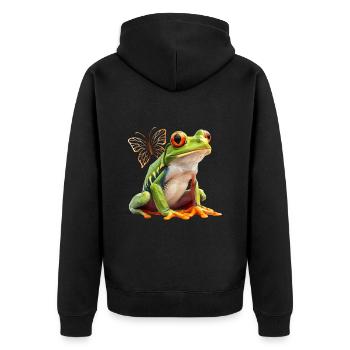Frog - Unisex Premium Organic Zip Hoodie - black - Back - Nico (187cm)