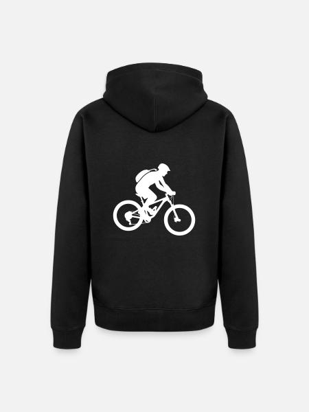 Mountain Bike Bicycle Man Icon - Unisex Premium Organic Zip Hoodie - black