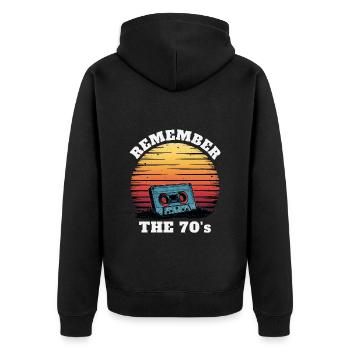 Cassette rétro - Nostalgique des années 70 - Veste à capuche bio Premium Unisexe - noir - Dos - Nico (187cm)