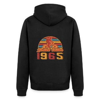 Fahrrad Fahrradfahrer Bike Geburtstag Baujahr 1965 - Unisex Premium Bio Zip Hoodie - Schwarz - Hinten - Nico (187cm)