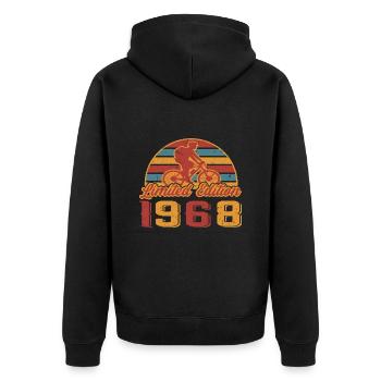 Fahrrad Radfahrer Mountainbike Geburtstag 1968 - Unisex Premium Bio Zip Hoodie - Schwarz - Hinten - Nico (187cm)