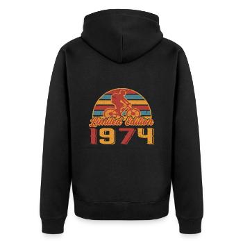 Bicycle Cyclist Bike 1974 Birthday Year of construction - Unisex Premium Organic Zip Hoodie - black - Back - Nico (187cm)