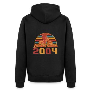 Bicycle Cyclist Mountain Bike Birthday 2004 - Unisex Premium Organic Zip Hoodie - black - Back - Nico (187cm)