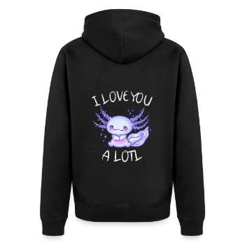 I love you a lotl Axolotl in love - Unisex Premium Organic Zip Hoodie - black - Back - Nico (187cm)