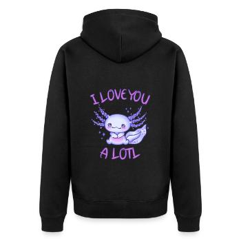 I love you a lotl Axolotl in love - Unisex Premium Organic Zip Hoodie - black - Back - Nico (187cm)