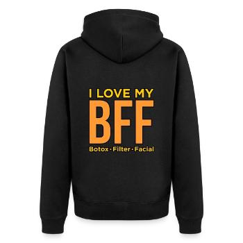 Botox - Unisex Premium Bio Zip Hoodie - Schwarz - Hinten - Nico (187cm)