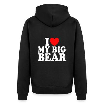 J'Aime Mon Gros Ours Couple Homme Ours - Veste à capuche bio Premium Unisexe - noir - Dos - Nico (187cm)