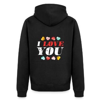 Je t’aime Coeur Mignon Saint-Valentin - Veste à capuche bio Premium Unisexe - noir - Dos - Nico (187cm)