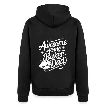Super Bäcker Papas Club Papa backt am besten - Unisex Premium Bio Zip Hoodie - Schwarz - Hinten - Nico (187cm)