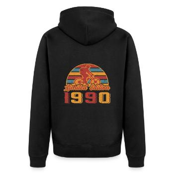 Fahrrad Fahrräder Radfahrer Bike Geburtstag 1990 - Unisex Premium Bio Zip Hoodie - Schwarz - Hinten - Nico (187cm)