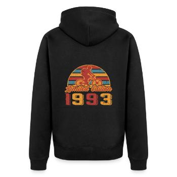 Fahrrad Fahrräder Bike Geburtstag Baujahr 1993 - Unisex Premium Bio Zip Hoodie - Schwarz - Hinten - Nico (187cm)