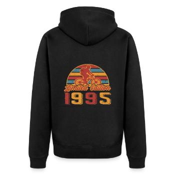 Mountainbike Fahrradfahrer Geburtstag Baujahr 1995 - Unisex Premium Bio Zip Hoodie - Schwarz - Hinten - Nico (187cm)